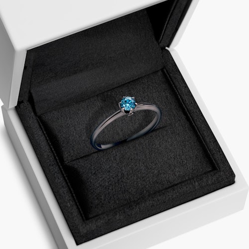 Pierścionek zaręczynowy The Journey: czarne złoto, niebieski diament